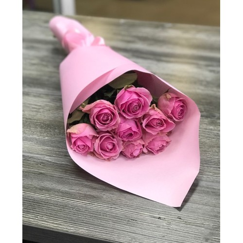 Купить на заказ Букет из 9 розовых роз с доставкой в Есике